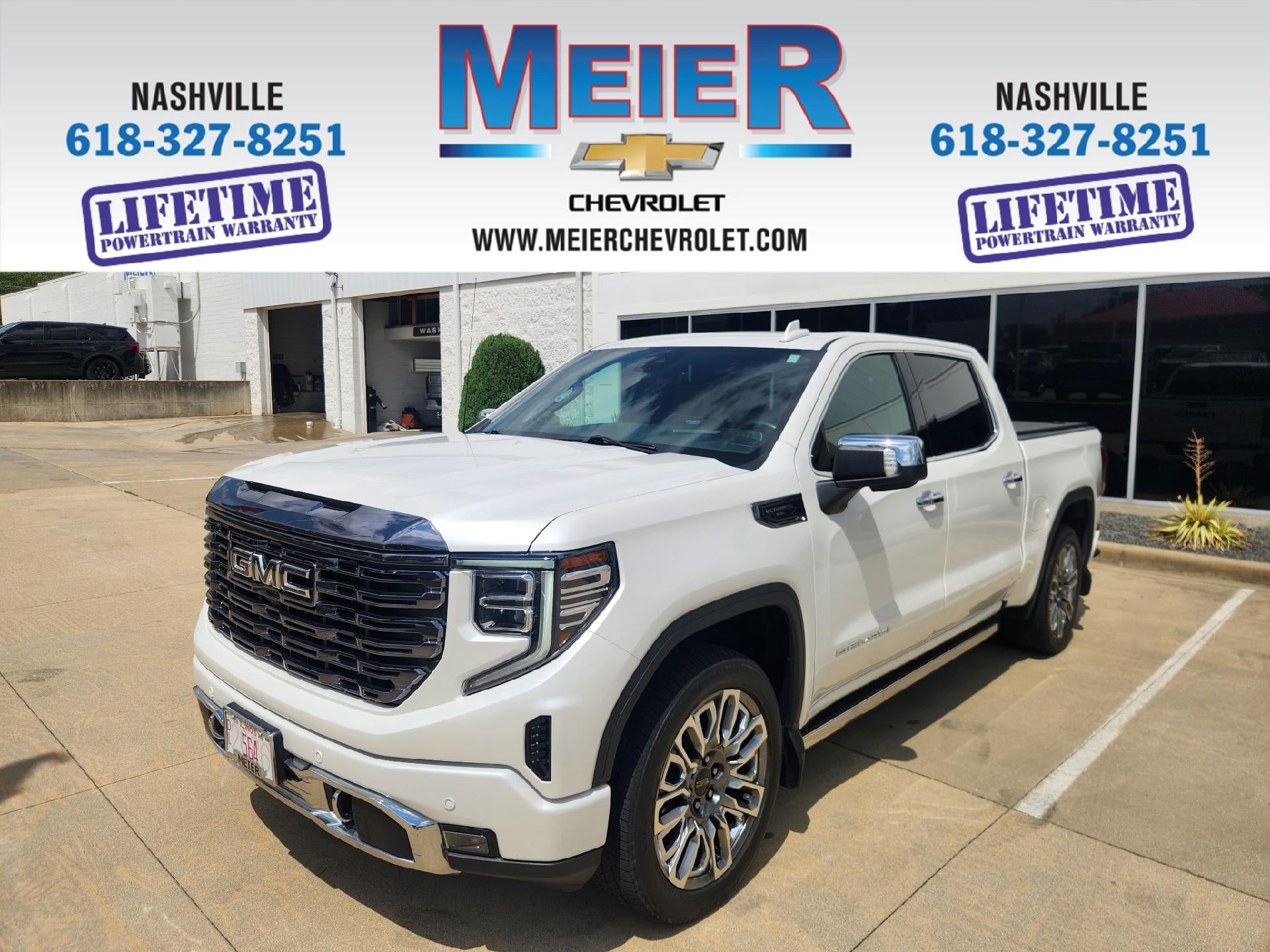 2024 GMC Sierra 1500 Denali Ultimate in White Frost Tricoat — front three-quarter view