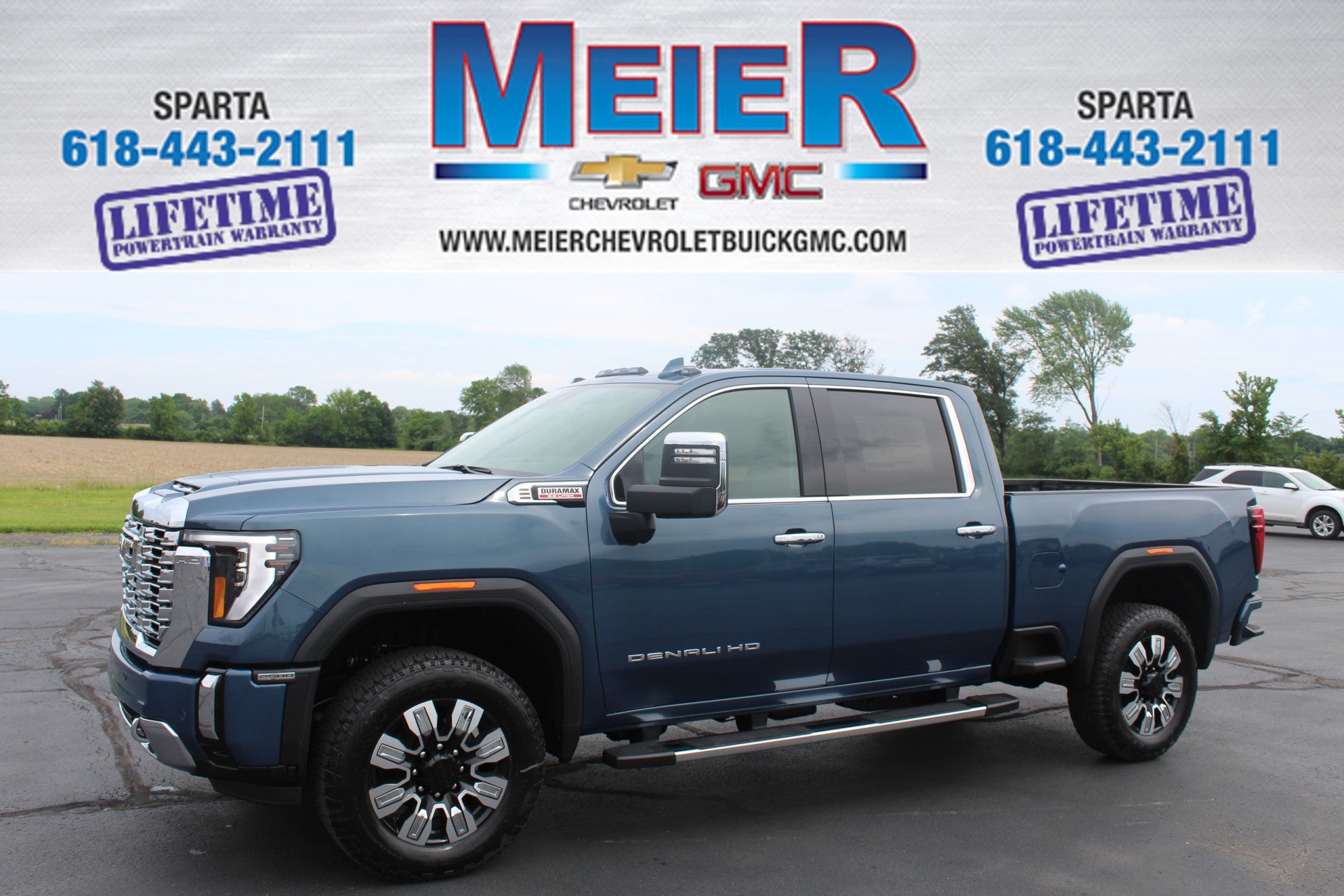 2026 GMC Sierra 2500 HD Denali in Downpour Metallic — front three-quarter view